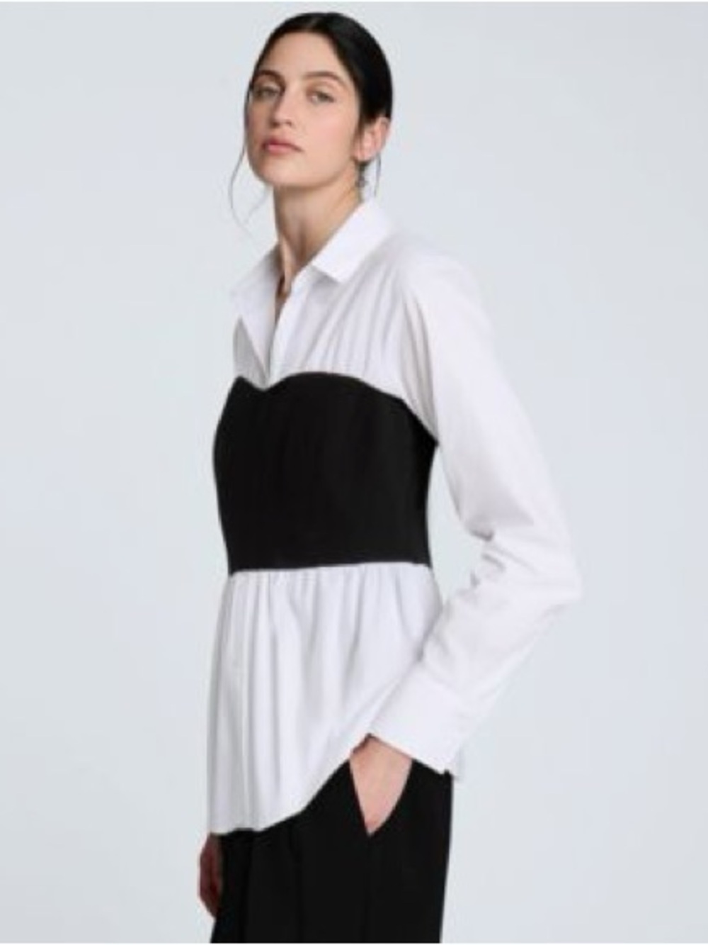 NWT Kenneth Cole Poplin Bustier-Style Shirt